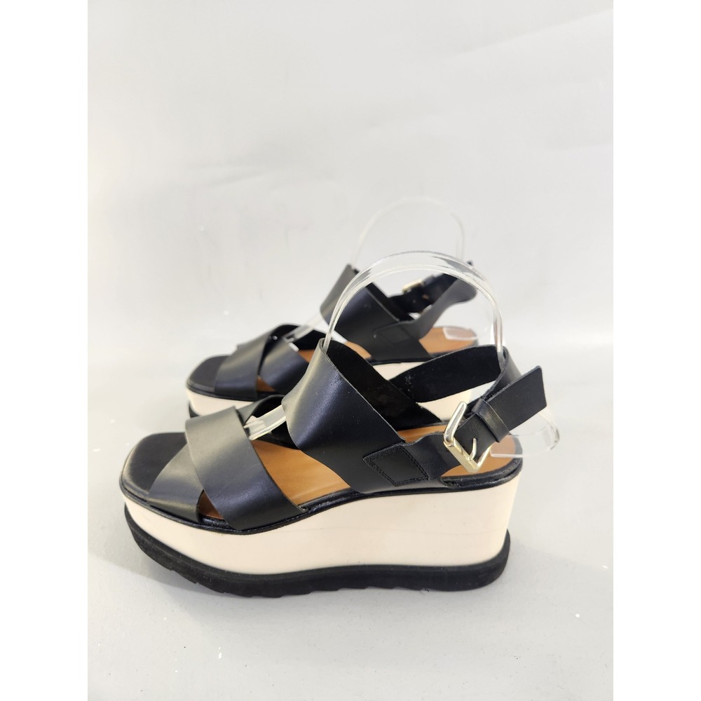 Free People Kate Wedge Sandals Women EU 39 US 8.5 Black Leather Platform Boho - Picture 5 of 9